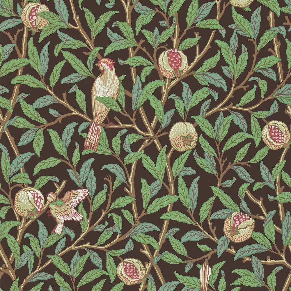 Bird & Pomegranate Wallpaper by Morris & Co in Blue Green